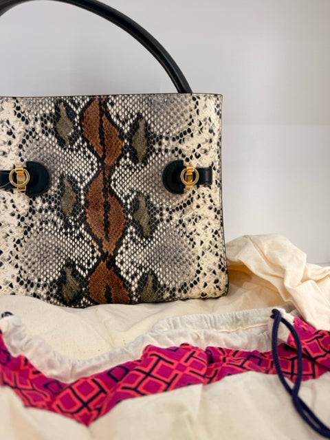 Pre Owned Tory Burch by Lee Radsiwill Snakeskin Satchel Hand Bag W/ Dustbag