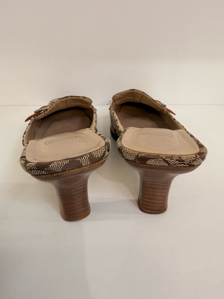 Coach Sz 6 C's Canvas Kitten Heel Mules