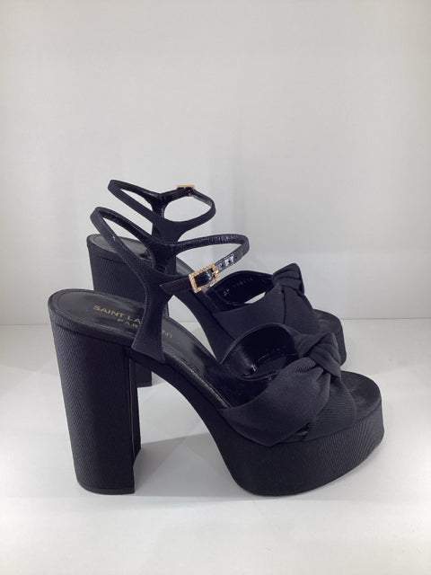Pre Owned Yves Saint Laurent Sz 39 Grosgrain Bianca Platform Sandal Designer Shoes