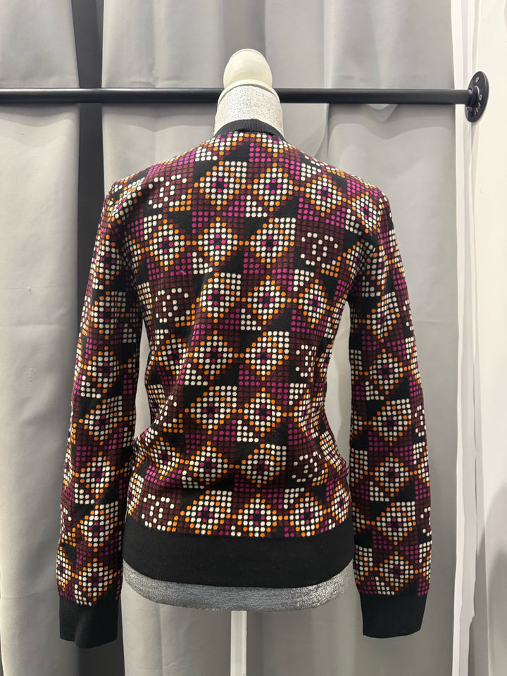 Chanel 23A Pullover Dot Print CC Logo Crew Neck Sweater