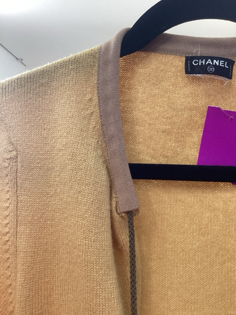 Chanel Mustard Cardi Sweater w/ Braided Cord Designer