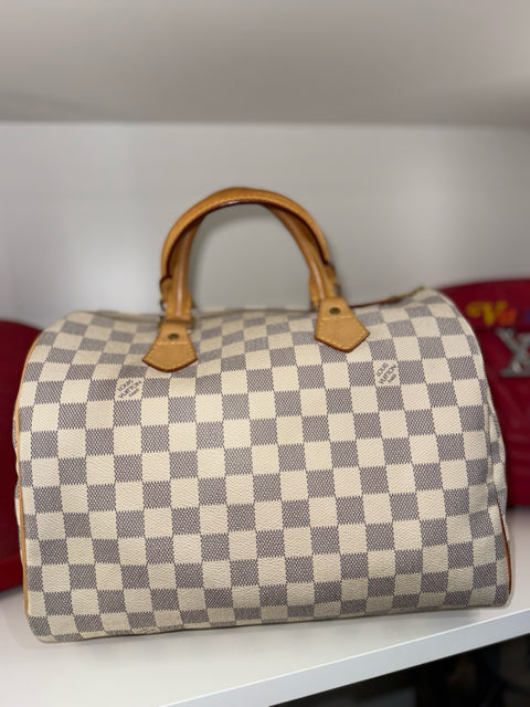Louis Vuitton Canvas Damier Azure Speedy 30 Bag