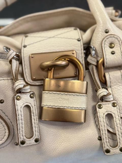 Chloe Leather Off White Paddington Designer Bag