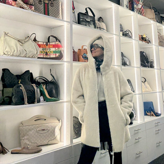 NWT Reversible Faux & Leather With Hood Coat Jacket. Sz L