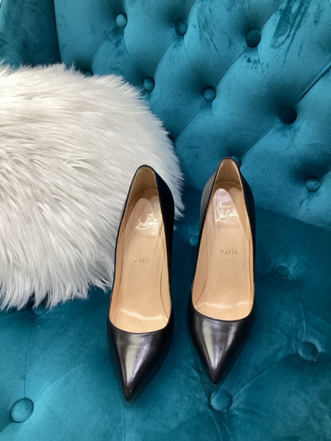 Christian Louboutin Sz 37.5 Black Designer Shoes w Box