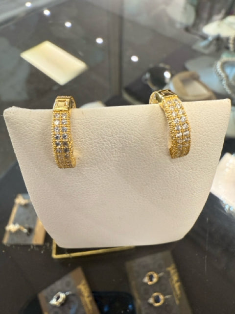 GF CZ 925 Pave Mini Hoops Earrings