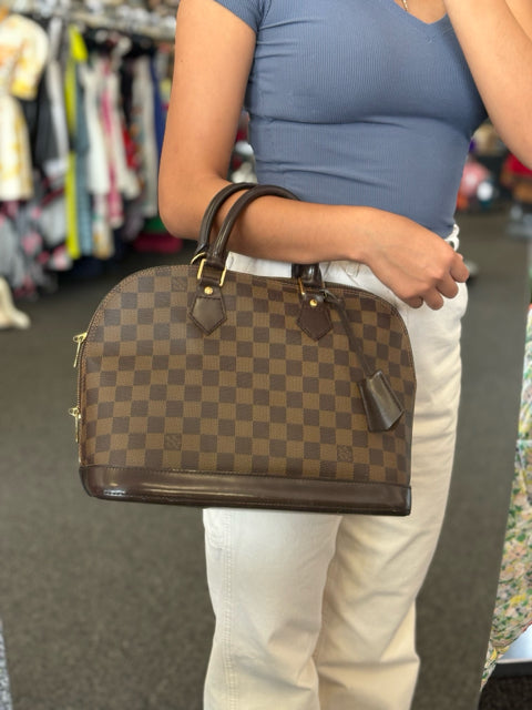 Louis Vuitton Canvas Damier Ebene Alma Handbags