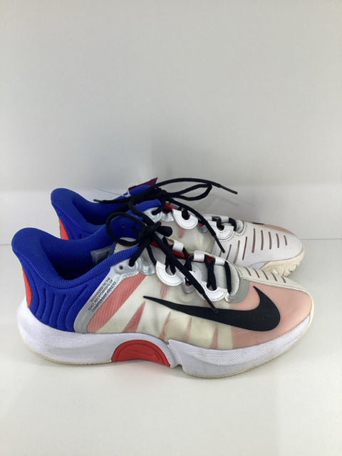 Pre Owned Nike Sz 8.5 Zoom Court White/Blue/Red Sneakers