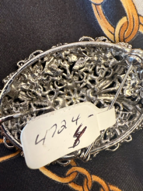 Oval Marcasite Stones Can Be Used as a Pendant Brooch