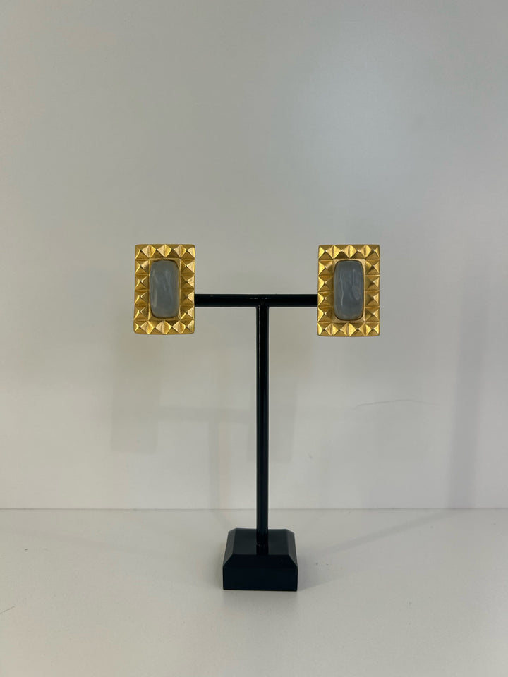 Vintage Karl Lagerfeld Clip On Rectangle Earrings