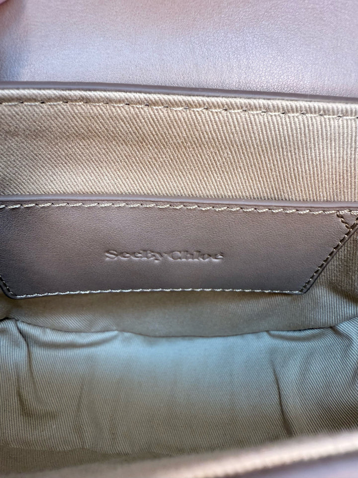 See By Chloe Leather Taupe & Tan Cross Body Bag