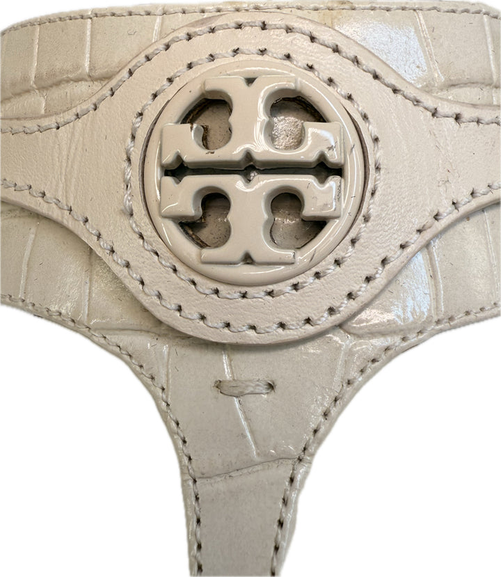 Tory Burch T Strap Croc Embossed Thong Shoes Sz 9