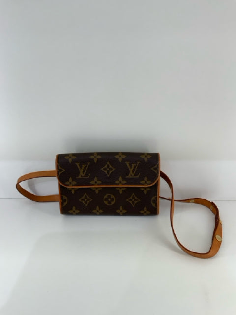 Vintage Louis Vuitton Coated Canvas Brown Mini Poucette Florentine FL0052 Monogram Bag