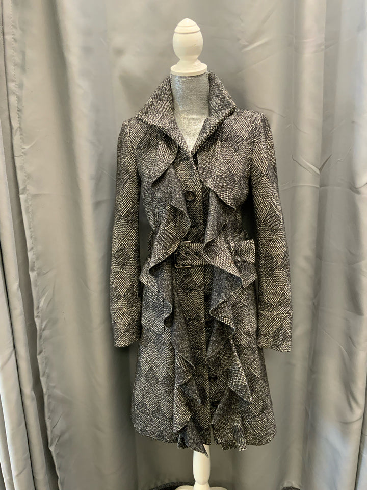 Diane Von Furstenberg Ruffle Placket Coat Size 6