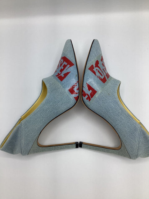 Pre Owned Diesel Sz 38 Light Denim Pump Shoes