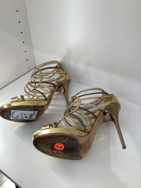 Sz 38 Jimmy Choo Gold Silver High Heels Sandals Shoes