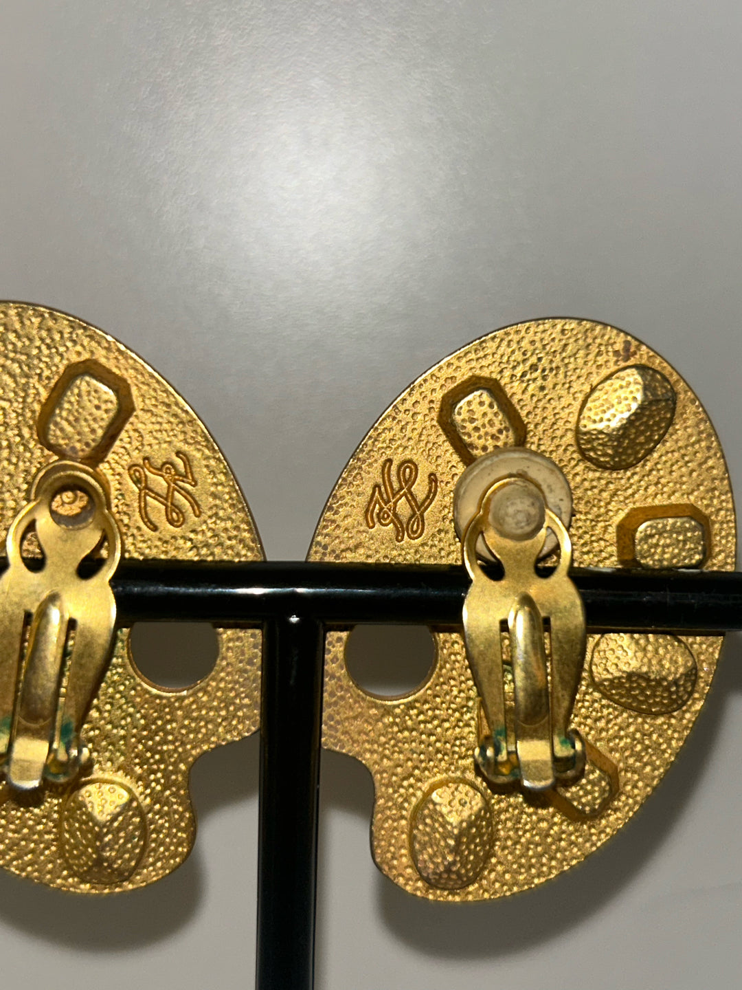 Vintage Karl Lagerfeld 2" Clip On  Earrings