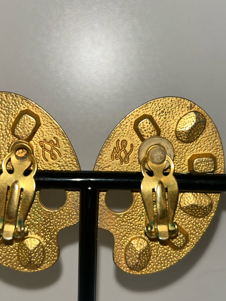 Vintage Karl Lagerfeld 2" Clip On  Earrings