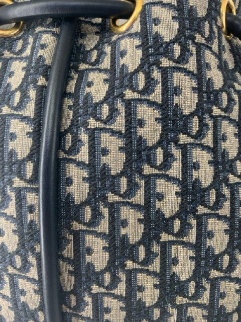 Pre Owned Christian Dior Blue Canvas Oblique Medium Nolita Bag Boutique Designer Bag