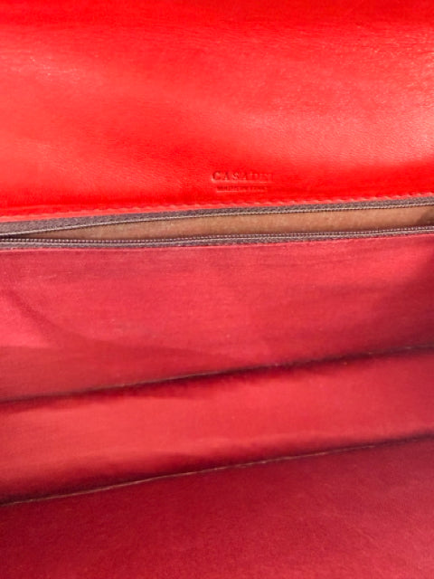 Pre Owned Red Leather Casadei Clutch Bag