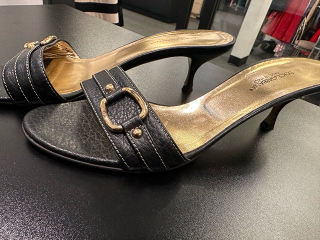 Dolce & Gabana Sz 39 Black Kitten Heel Sandals Shoes