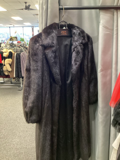Pre Owned Diane Dark Brown Long Mink Fur Coat. Size S/M