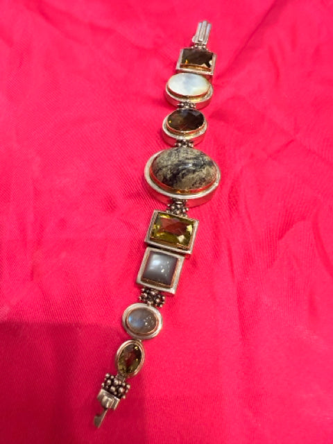 Michael Dawkins Sterling Silver Smoky topaz Mother of Pearl Bracelet