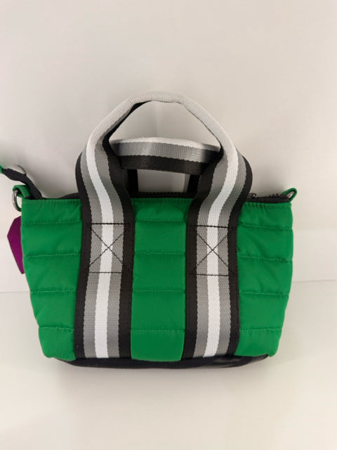Pre Owned THINK ROLYN Green Nylon Quilted Single Zip Mini Tote Cross Body Bag.