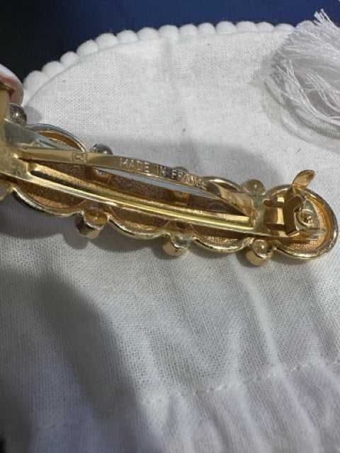 Vintage Dior Gold Tone 5 Station CD 8 Crystal Hair Clip Jewelry