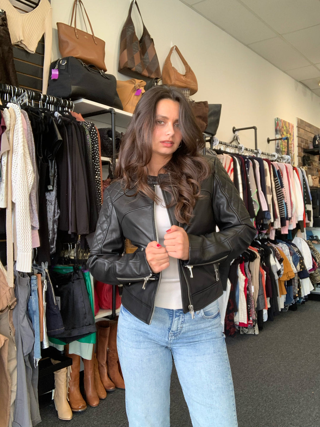 Reiss Jacket Black Leather Size 4