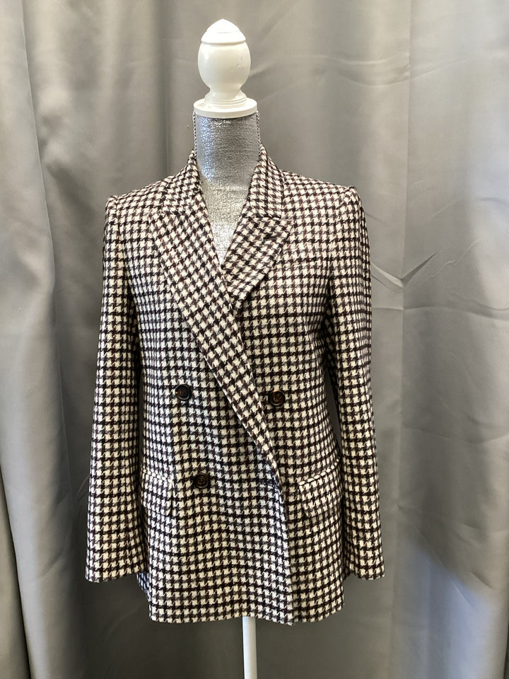 Brunello Cucinelli Houndstooth Double Breast Blazer Sz 40