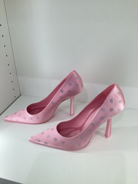 Sz 37 Alexander Wang Pink Pumps Heels Shoes Crystal Logo