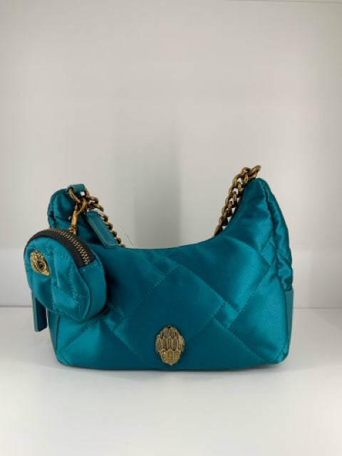 Pre Owned Kurt Geiger Small Nylon Xbdy Deep Teal w/Coin Purse/chain Cross Body.