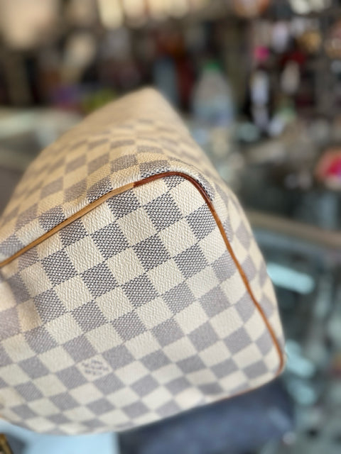 Louis Vuitton Canvas Damier Azure Speedy 30 Bag
