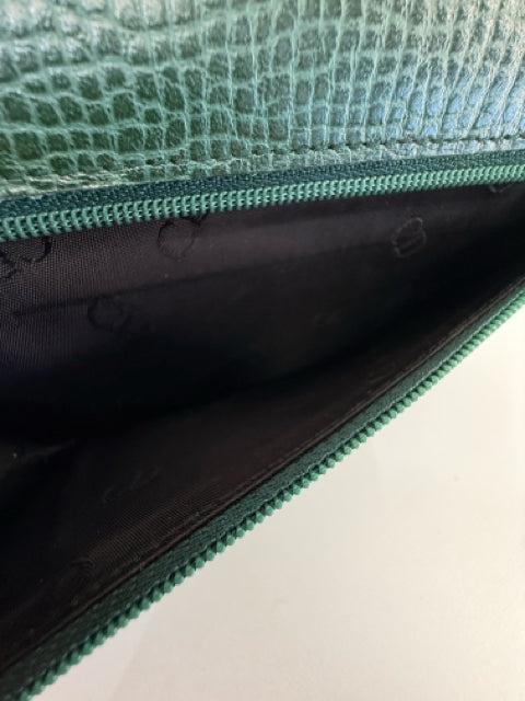 Vintage Christian Dior Green Leather Wallet w/ Gold CD Hardware