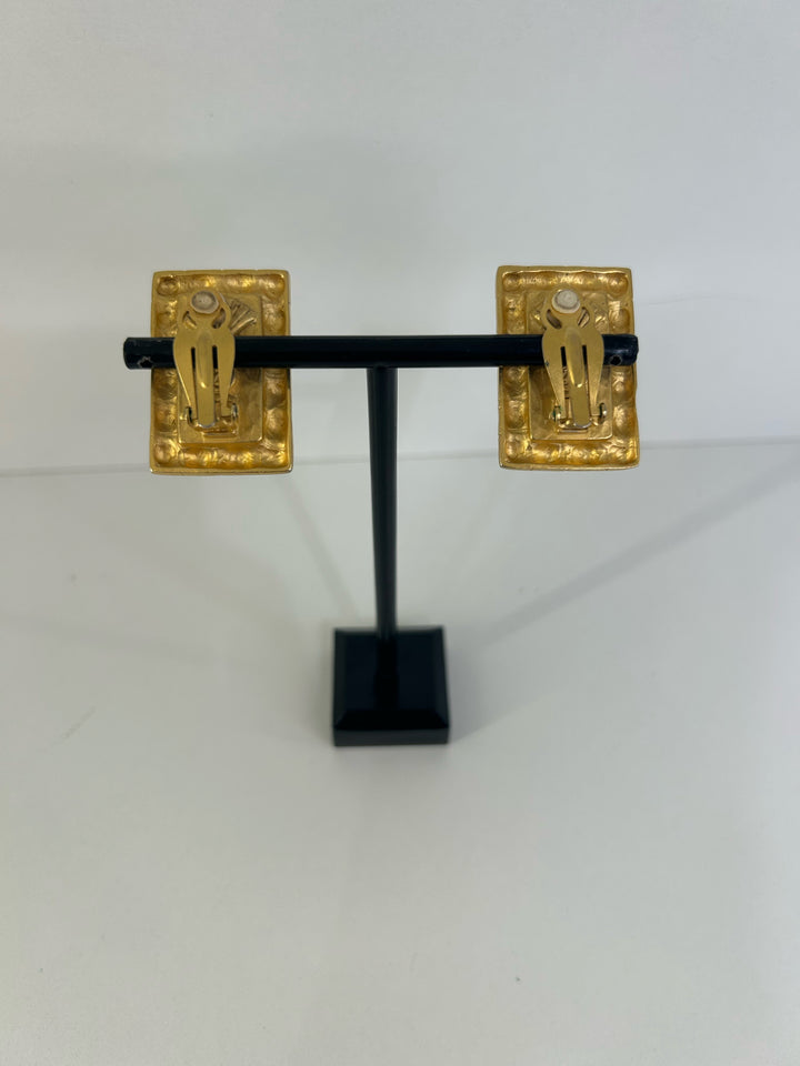 Vintage Karl Lagerfeld Clip On Rectangle Earrings