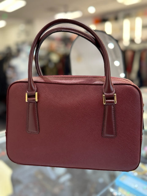 Burberry Red Tote Double Handle Gold Hardware Designer Bag