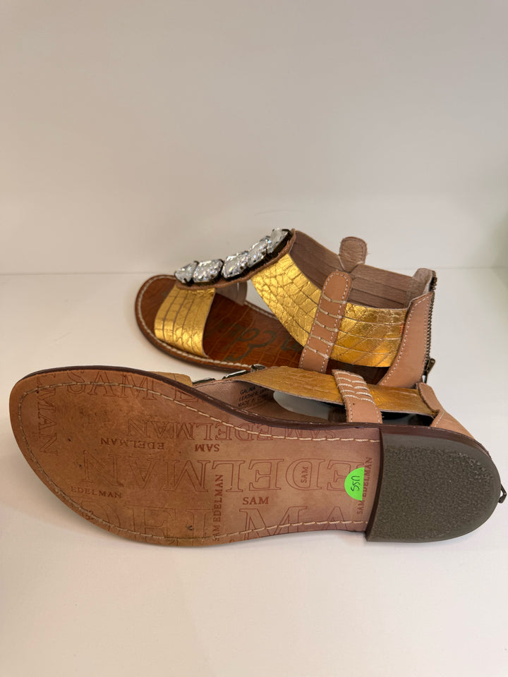 Sam Edelman Sz 6 Tan Bejeweled Sandals in Box