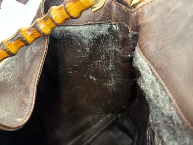 Gucci Bamboo Top Handle Leather Hand Bag Vintage