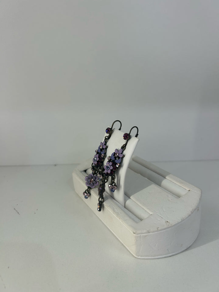 Michal Negrin Purple Flower Dangle Earrings
