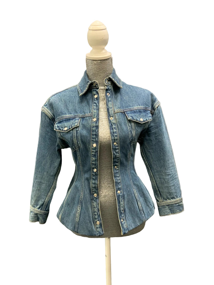 Wardrobe NYC Denim Peplum Jean Jacket Sz 2XS