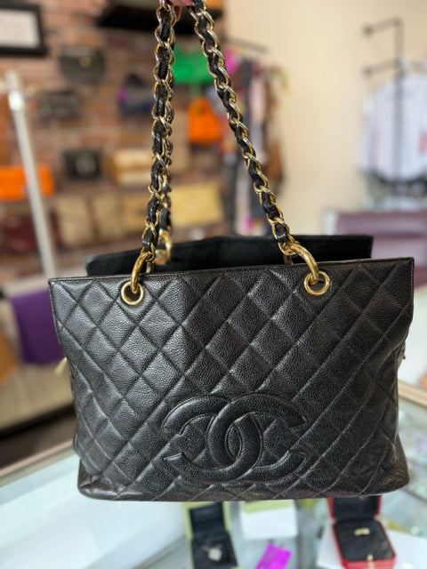 Chanel Black Timeless Pebbled Shopper Designer Bag
