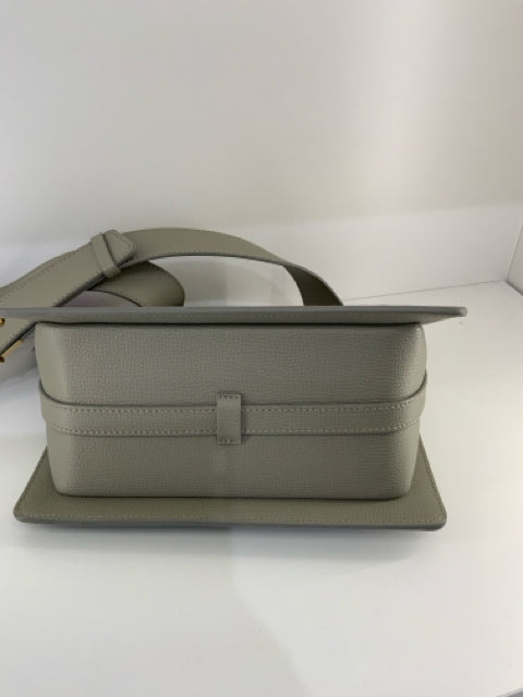 NWT  POLENE Taupe Pebbled Leather top handle w/ gold front closure shoulder bag.