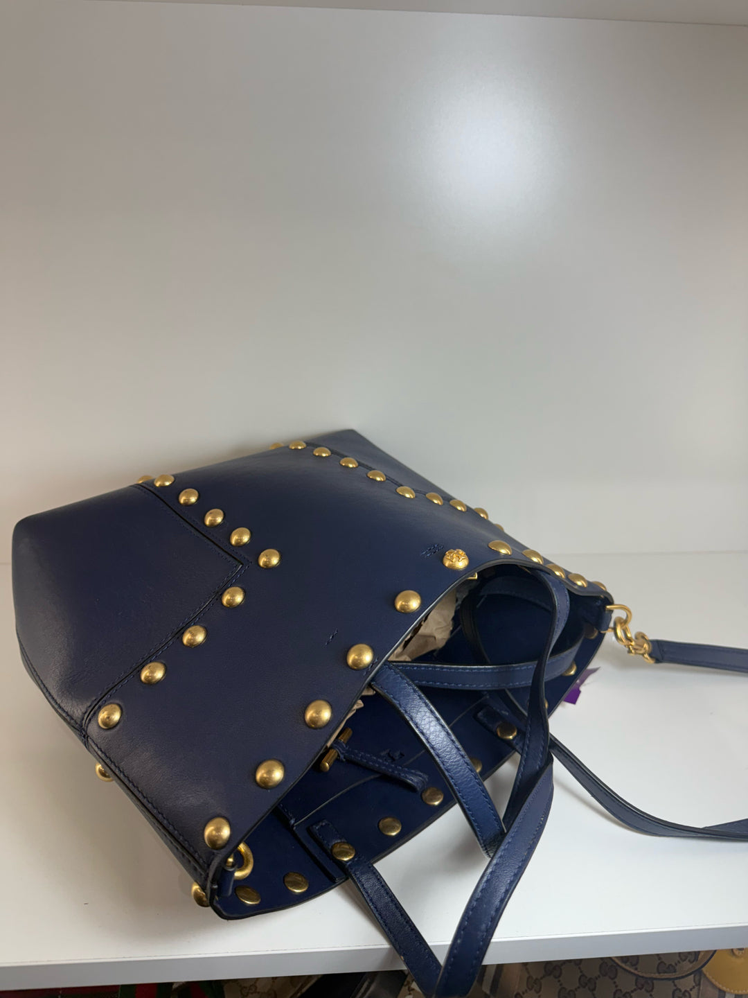 Tory Burch Leather T Studded Mini Tote w Crossbody Strap