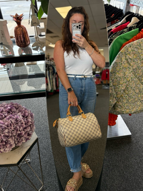 Louis Vuitton Canvas Damier Azure Speedy 30 Bag