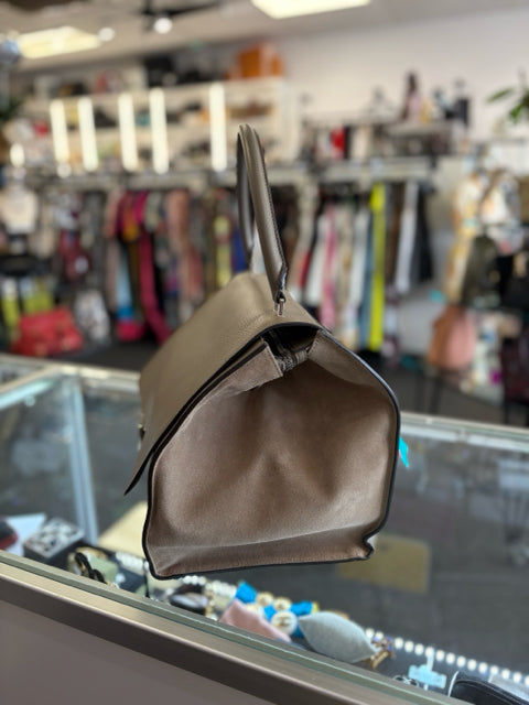 Celine Leather Taupe Large Hand Bag