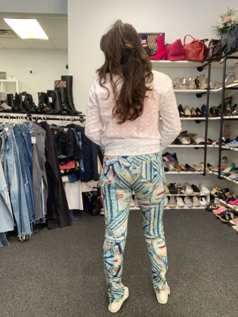Pre Owned Rag & Bone Tan & Graphic Print Sz 6 Jean