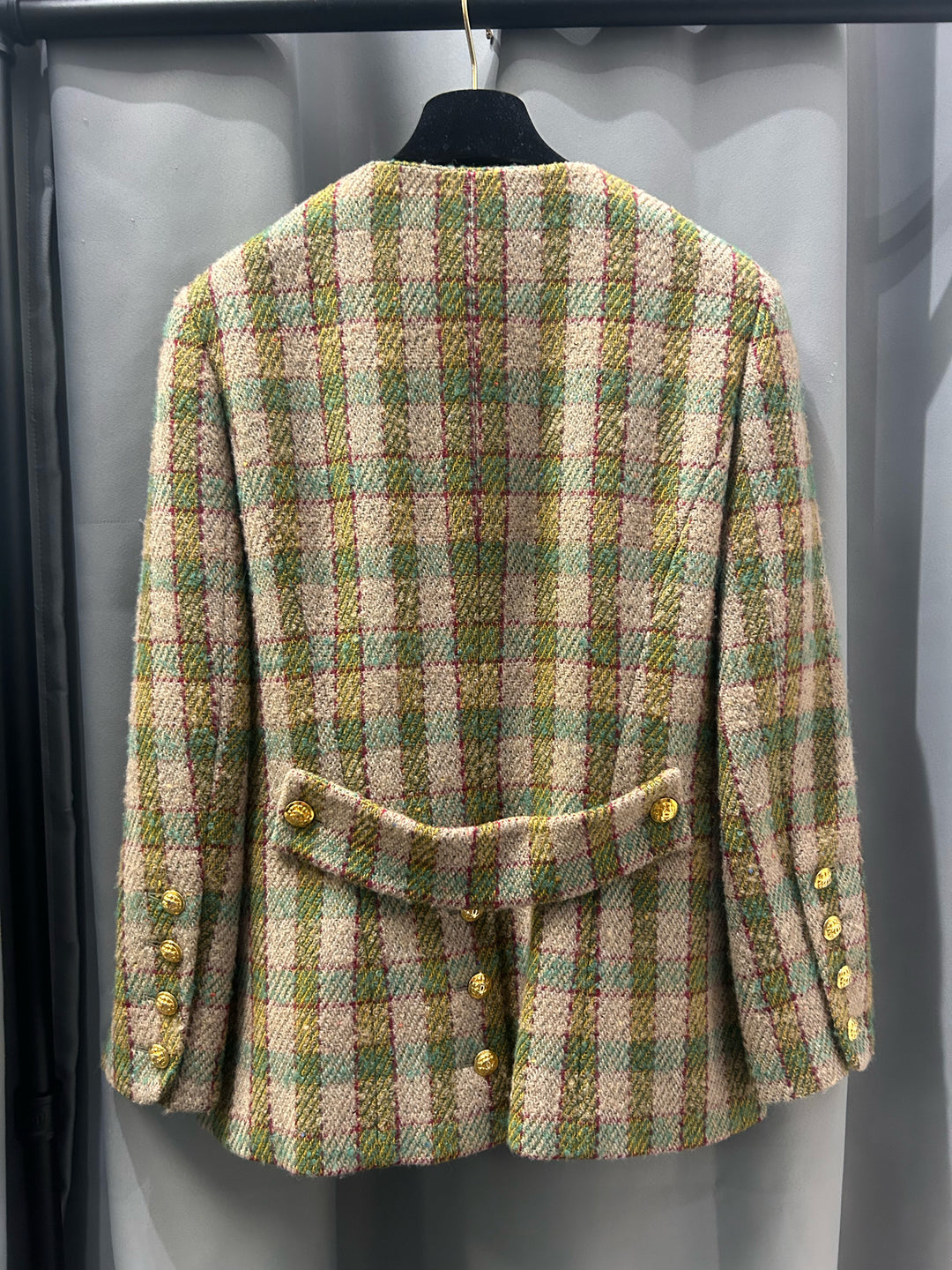 Vintage Chanel Boutique Tan & Red Blazer Jacket Sz 42