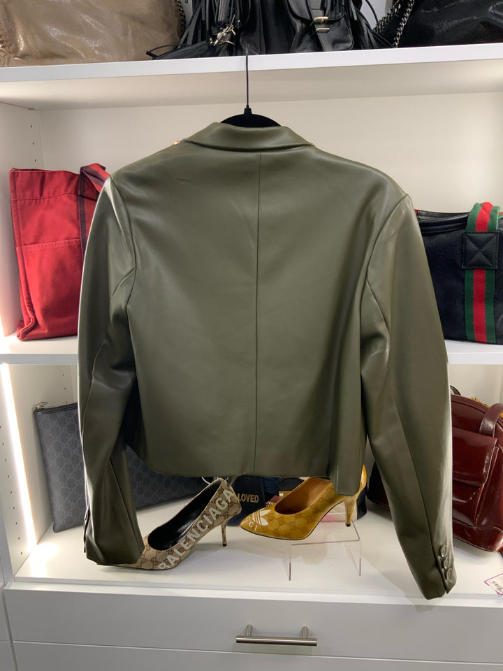 Philosophy Crop Olive Double Breast Jacket Size 8