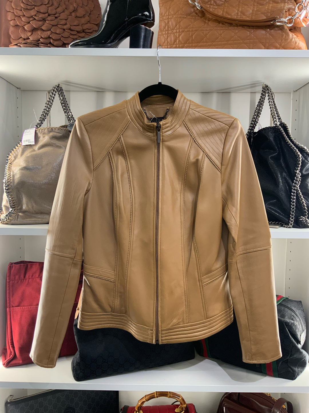 GILI Moto Leather Camel Jacket Size 4